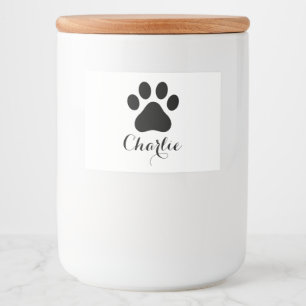 Custom Paw Print Dog Food Container Label With Nam