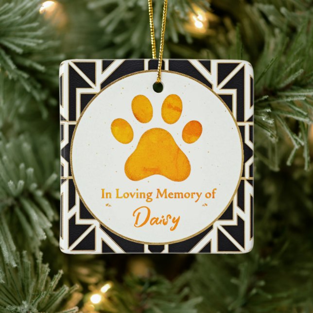 Custom Paw Print Memorial Pet Loss Keepsake Ceramic Ornament (Tree)