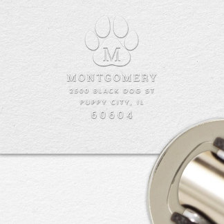 Custom Paw Print Monogram Family Return Address Embosser
