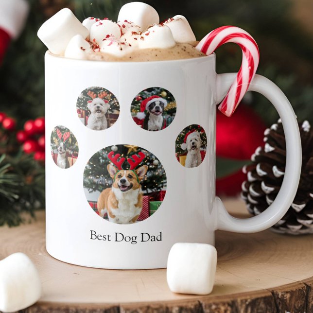 Custom Paw Print Photo Collage 5 Picture Coffee Mug (Creator Uploaded)