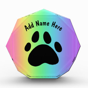 Custom Paw Print Rainbow Acrylic Block