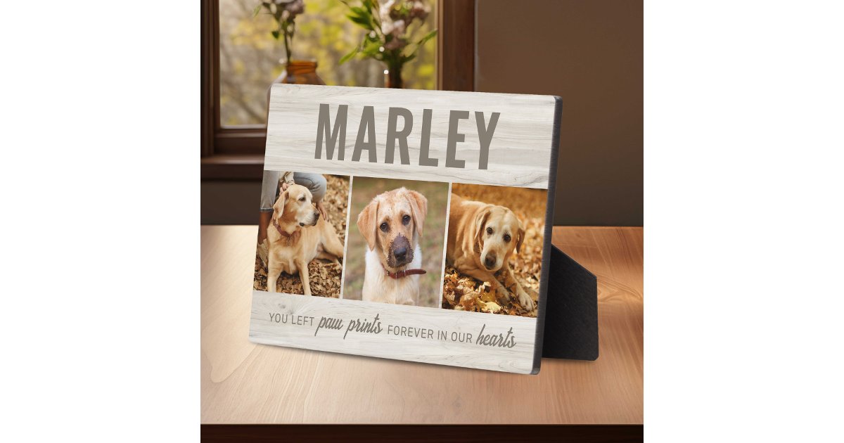 Custom Paw Prints Pet Memorial Photo Collage Plaque | Zazzle