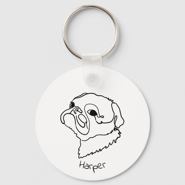 Custom Paw-sitively Pug Keychain (Front)