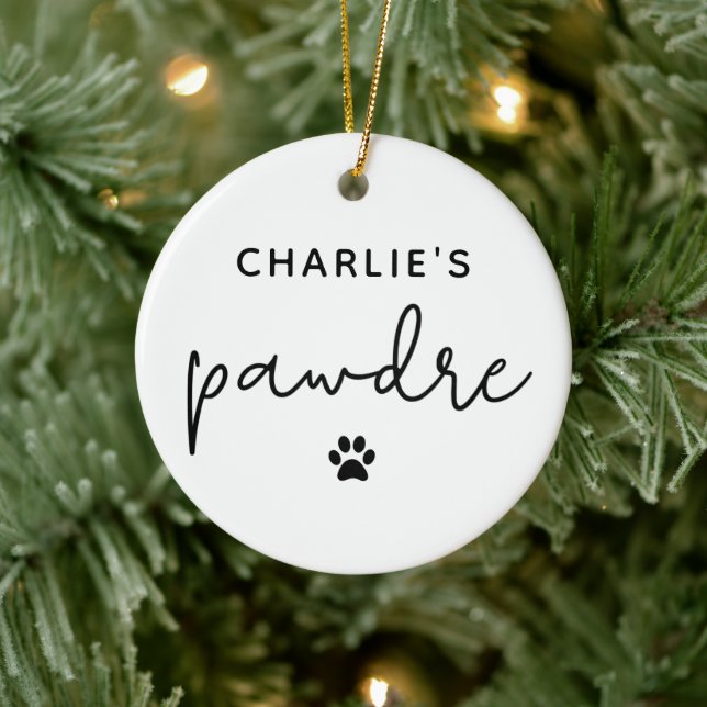 Custom Pawdre Typography Dog Dad New Dog Owner Ceramic Ornament (Tree)