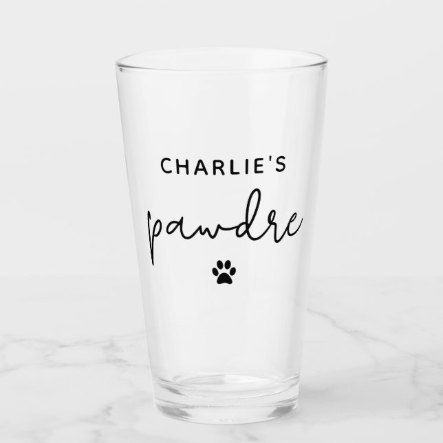 Custom Pawdre Typography Dog Dad New Dog Owner Glass (Front)