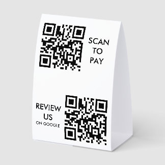 custom pay and review qr code paper table tent