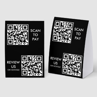 custom pay and review qr code paper table tent