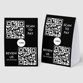 custom pay and review qr code paper table tent