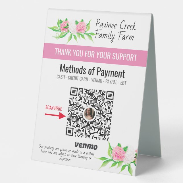 Custom Pay Here Sign | Flower Farmers Market (Front)