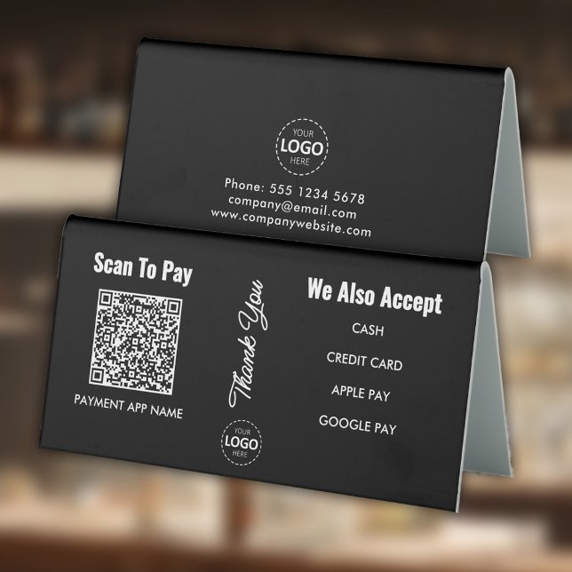 Custom Payment Methods Black Table Tent (Creator Uploaded)