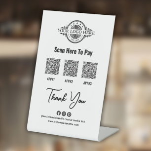 Custom Payment QR Code, Paypal, Venmo, Custom App Pedestal Sign