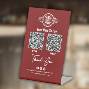 Custom Payment QR Code, Paypal, Venmo, Custom App Pedestal Sign