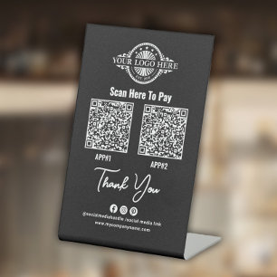 Custom Payment QR Code, Paypal, Venmo, Custom App Pedestal Sign