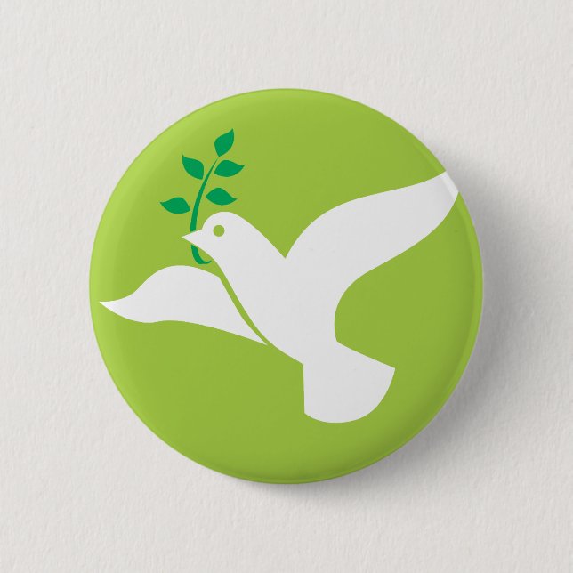 Custom Peace Dove With Olive Logo Button (Front)