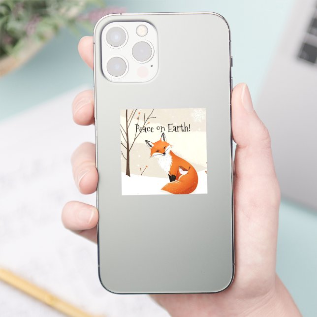 Custom  Peace Earth Minimalist Fox Bird Animal Sticker (Phone)