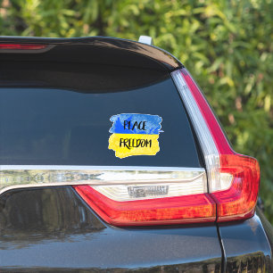 Custom PEACE FREEDOM Dove Support UKRAINE Car Flag Sticker
