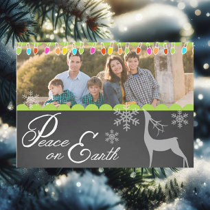 Custom Peace on Earth Chalkboard Holiday Photo Card