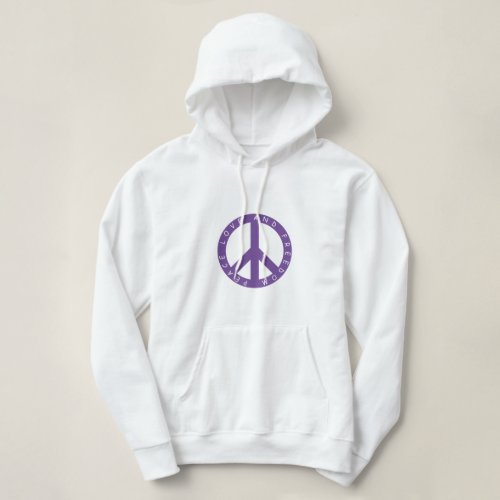 Custom peace symbol hooded sweatshirt with pockets