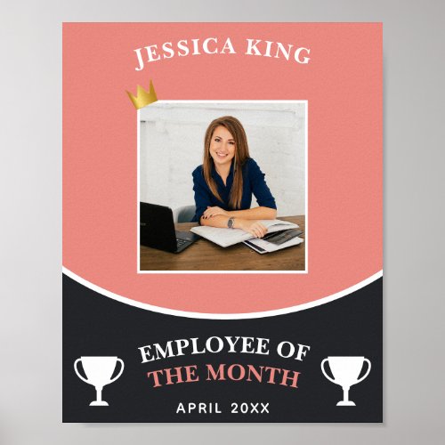 Custom Peach Color Employee Of The Month Picture Poster