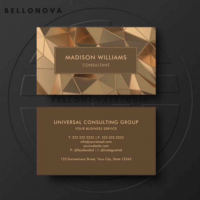 Custom Peach Gold Brown Diamond Professional Business Card (Custom Peach Gold Brown Diamond Professional Business Card)