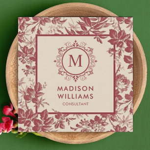 Custom Peach Pink Red Maroon Square Professional Business Card