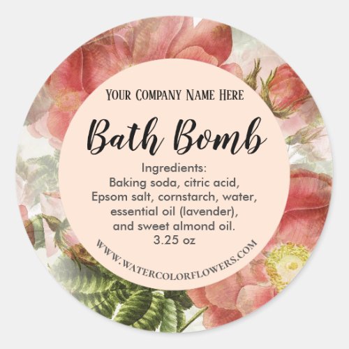 Custom Peach Watercolor Roses Ingredient Labels