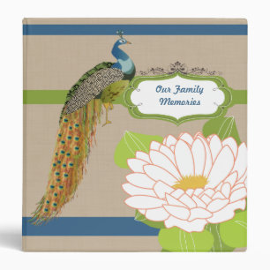 Custom Peacock and White Flower Photo Binder