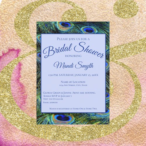 Custom Peacock Feathers Bridal Shower Invitation