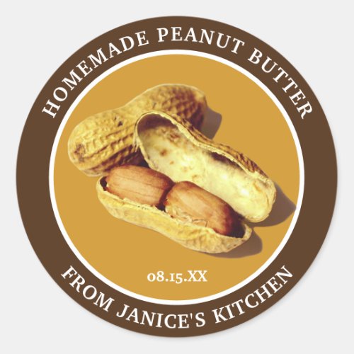 Custom Peanut Butter Food Jar Classic Round Sticker