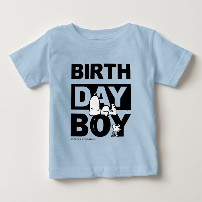 Custom Peanuts | Snoopy Birthday Boy Baby T-Shirt (Front)