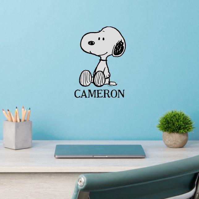 Custom PEANUTS | Snoopy on Black White Comics Wall Decal (Home Office 2)