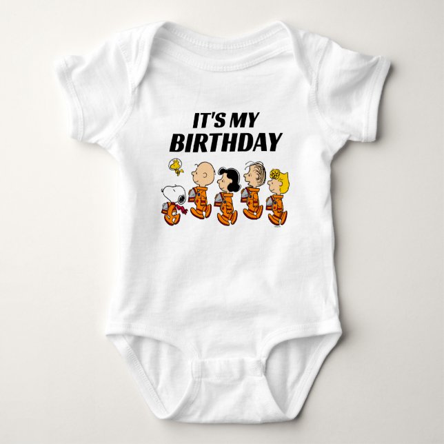 Custom Peanuts | Space Birthday Baby Bodysuit (Front)