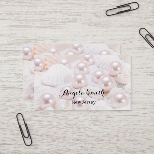 Custom Pearl Business Modern Personalized Minimal  Business Card (Front/Back In Situ)