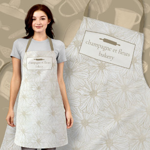 Custom Pearl Metallic Bakery Name Daisy Chef Staff Apron