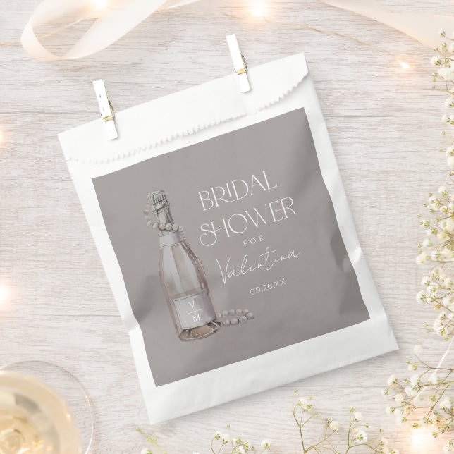 Custom Pearls Prosecco Bridal Shower Favor Bags (Clipped)