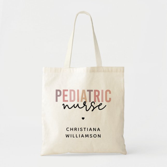 Custom Pediatric Nurse PEDS Nurse Pediatrics Nurse Tote Bag (Front)