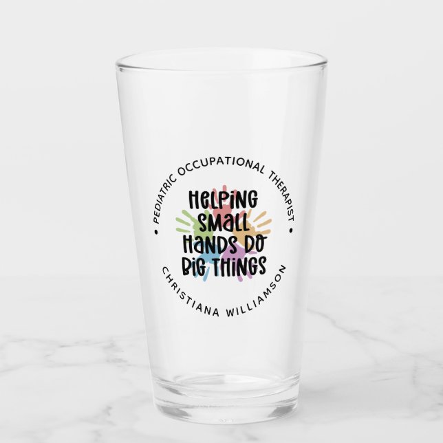 Custom Pediatric OT Occupational Therapist Gifts Glass (Front)