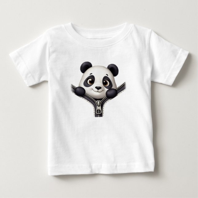 Custom Peeking Panda Zipper Cute Animal Baby Top (Front)