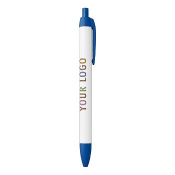 Custom Pen Blue Ink Company Logo Promotional Swag by MISOOK at Zazzle