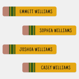 Custom Pencil Shape with Kids Name Labels
