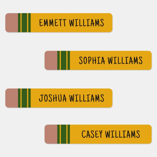 Custom Pencil Shape with Kids Name Labels (Group)