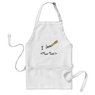 CUSTOM PENCIL WRITING I LOVE, <Your Text> Adult Apron