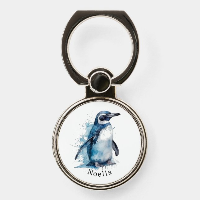Custom Penguin Arctic Tech Accessory Phone Ring Stand (Front)