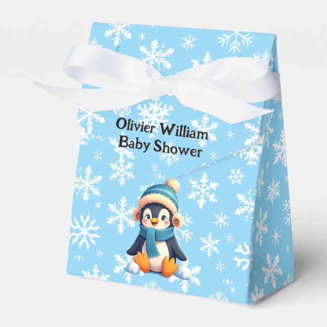 Custom Penguin Baby Shower Favor Box (Front Side)