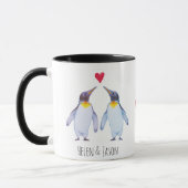 Custom Penguin Couple Names Personalized Mug (Left)