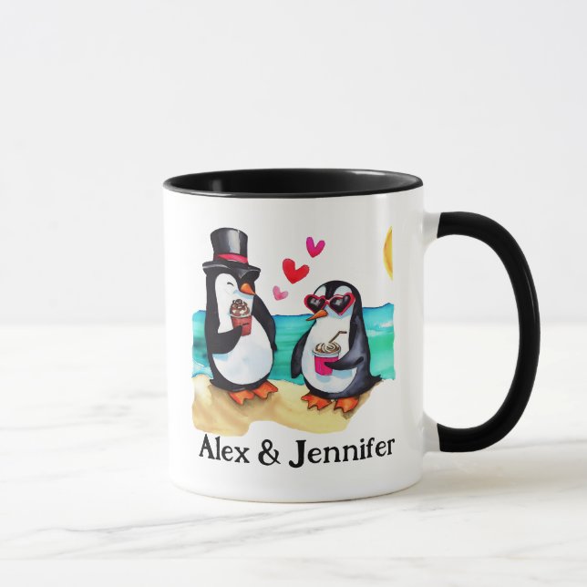 Custom Penguin Couple Names Personalized Mug (Right)