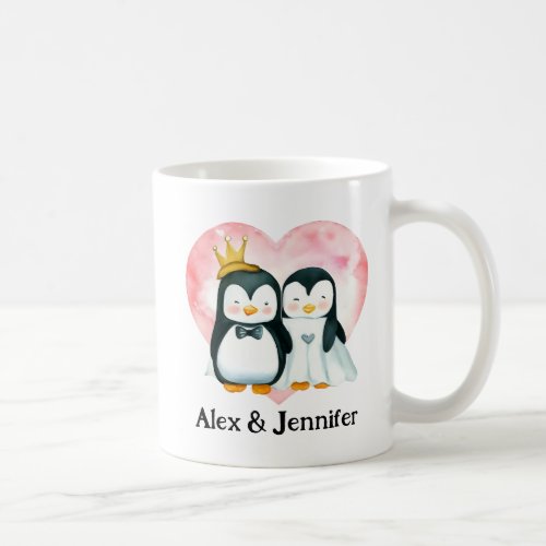 Custom Penguin Couple Wedding Personalized Coffee Mug