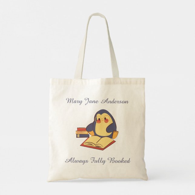 Custom Penguin Reading Tote Bag • Fully Booked (Back)