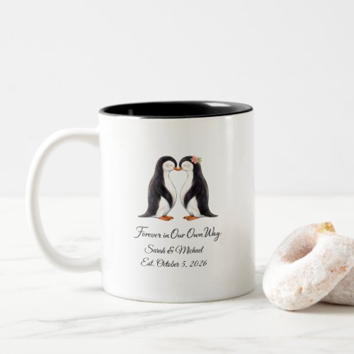 Custom Penguin Wedding Anniversary Mug