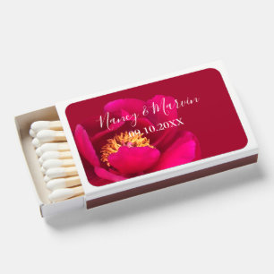 Custom Peony Ruby 40th Anniversary Party Favor Matchboxes